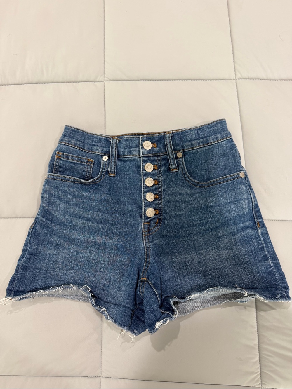 Madewell High-Waisted Blue Denim Button-Front Women's Shorts Size 23